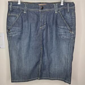 YANÜK Denim Knee-Length Skirt with Front Slit Size 10 NWOT